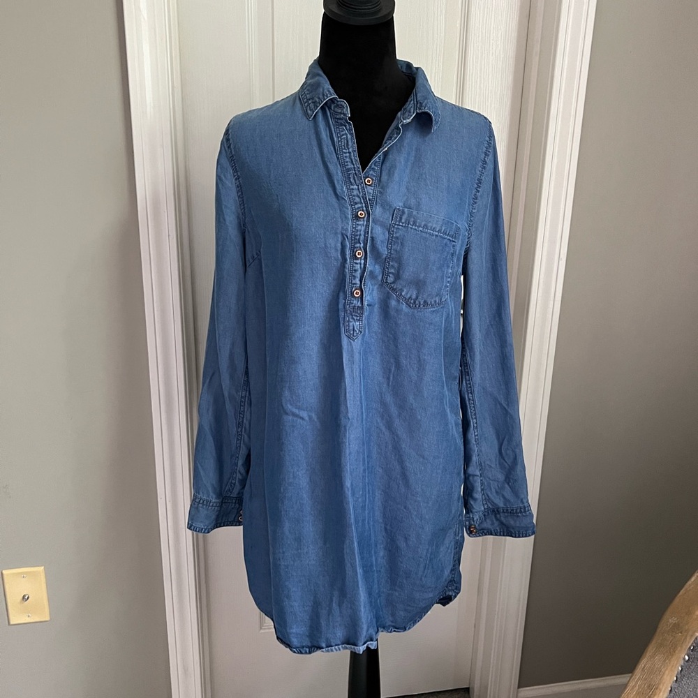 Forever 21 Premium Denim Shirt in Blue
